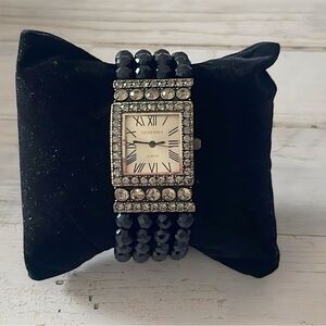 Sparkling Heidi Daus Black Beaded Crystal Watch.